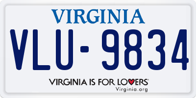VA license plate VLU9834