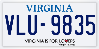 VA license plate VLU9835
