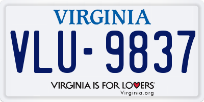 VA license plate VLU9837