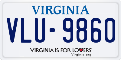 VA license plate VLU9860