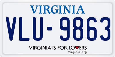 VA license plate VLU9863