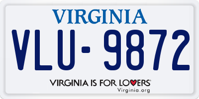 VA license plate VLU9872