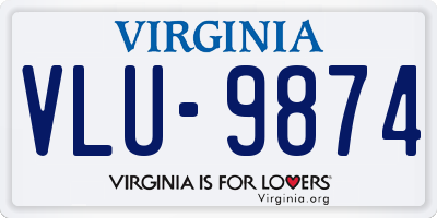 VA license plate VLU9874