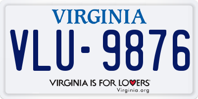 VA license plate VLU9876