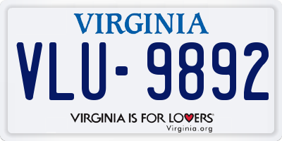 VA license plate VLU9892