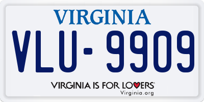 VA license plate VLU9909