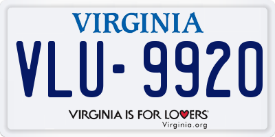 VA license plate VLU9920