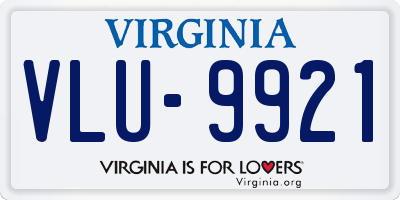 VA license plate VLU9921