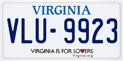 VA license plate VLU9923