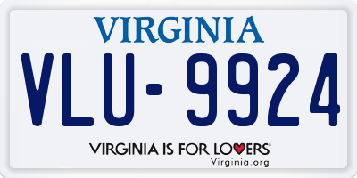 VA license plate VLU9924