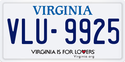 VA license plate VLU9925