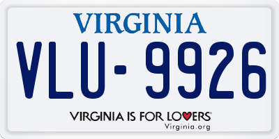 VA license plate VLU9926