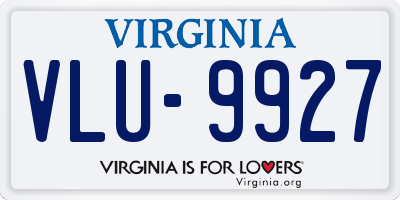 VA license plate VLU9927