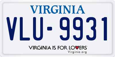 VA license plate VLU9931