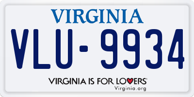VA license plate VLU9934