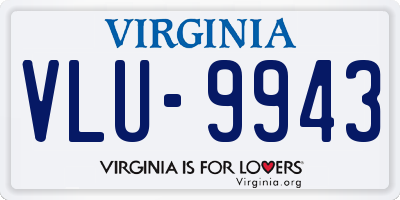 VA license plate VLU9943