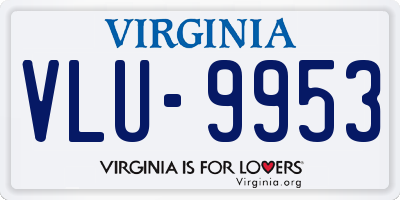 VA license plate VLU9953