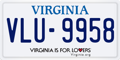 VA license plate VLU9958