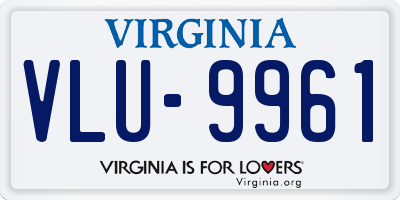 VA license plate VLU9961