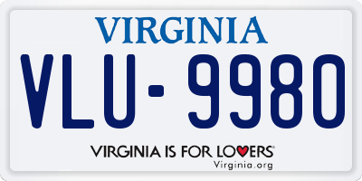 VA license plate VLU9980