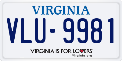 VA license plate VLU9981