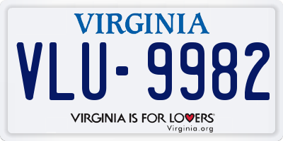 VA license plate VLU9982