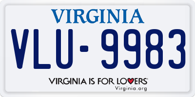 VA license plate VLU9983
