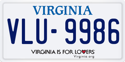 VA license plate VLU9986