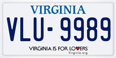 VA license plate VLU9989