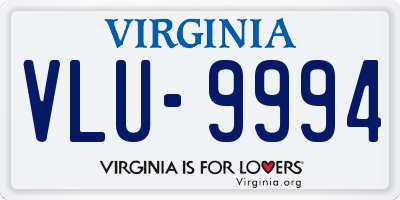VA license plate VLU9994