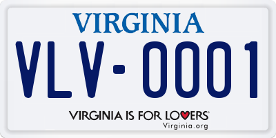 VA license plate VLV0001