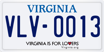 VA license plate VLV0013