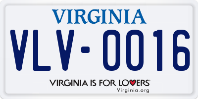 VA license plate VLV0016