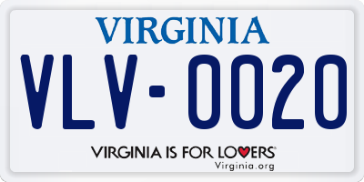 VA license plate VLV0020