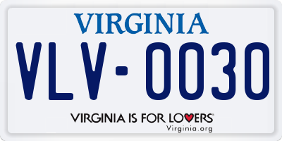 VA license plate VLV0030