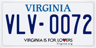 VA license plate VLV0072