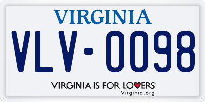 VA license plate VLV0098