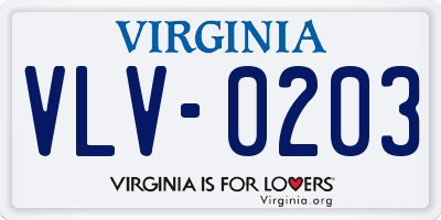 VA license plate VLV0203