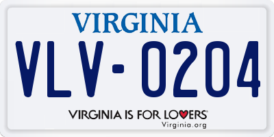 VA license plate VLV0204