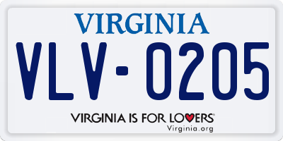 VA license plate VLV0205