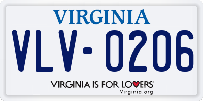 VA license plate VLV0206