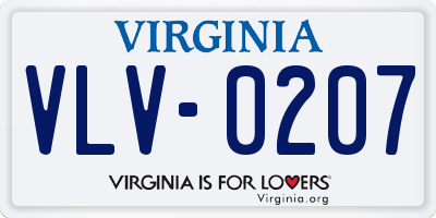 VA license plate VLV0207