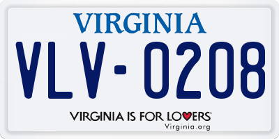 VA license plate VLV0208