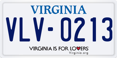 VA license plate VLV0213