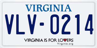 VA license plate VLV0214