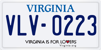 VA license plate VLV0223