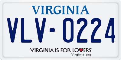 VA license plate VLV0224