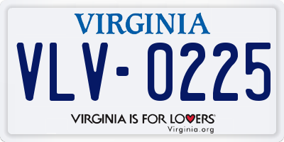 VA license plate VLV0225