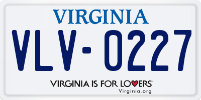 VA license plate VLV0227