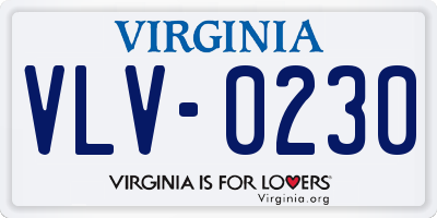 VA license plate VLV0230